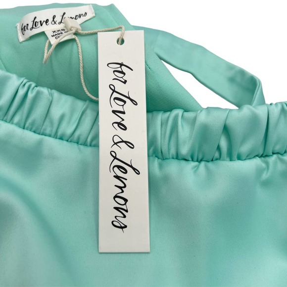 For Love & Lemons Womens Marie Cutout Mini Skirt Aqua Blue Size XXS - Picture 10 of 12